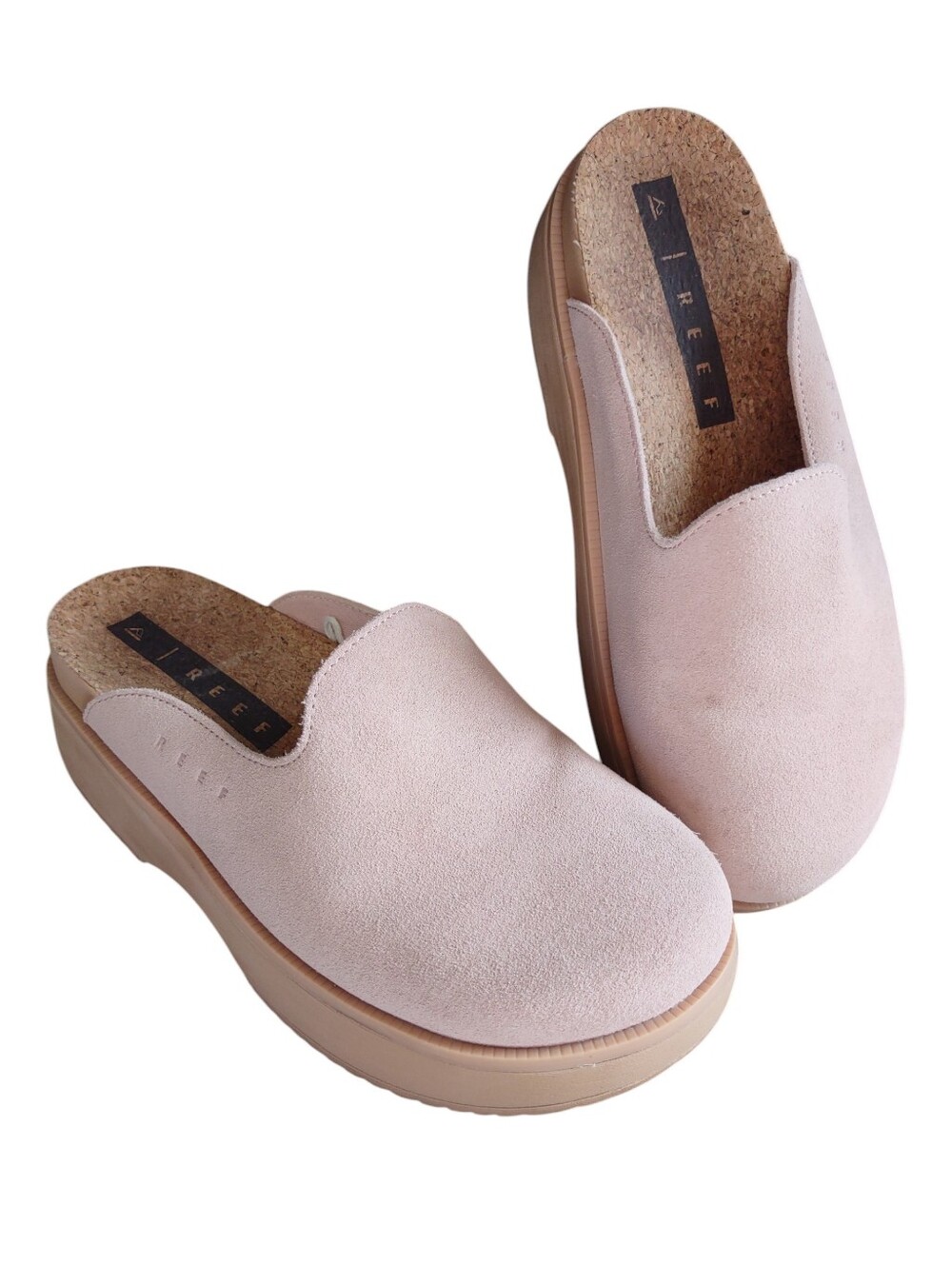 Reef Size 6 Blush Pink Suede Leather Clogs